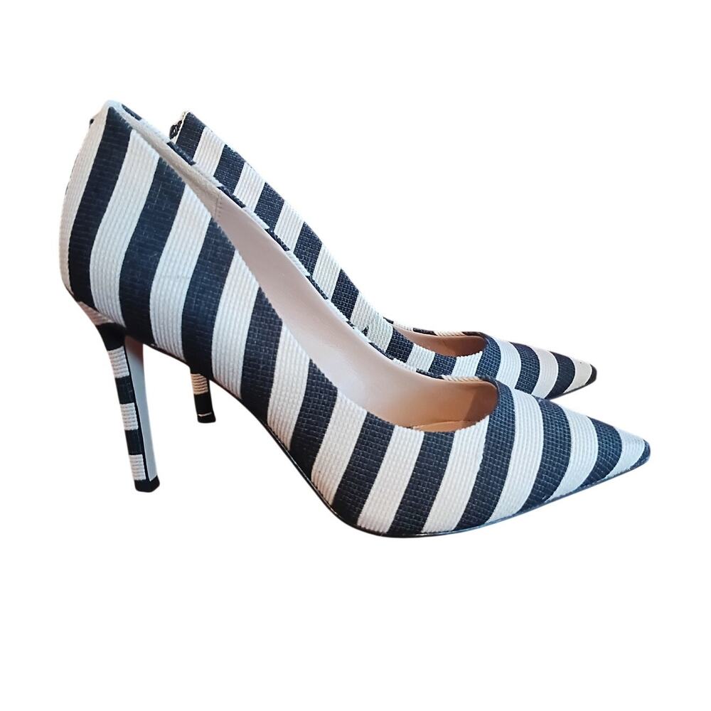 Sam Edelman Hazel Black and White Striped Pointed Toe Heels Size 7